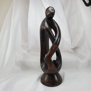VTG Impressionist Ironwood Abstract Human Sculpture Handmade From Ghana 13.25"